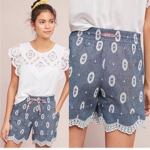 Anthropologie ett:twa Eyelet Chambray Shorts - 100% Cotton